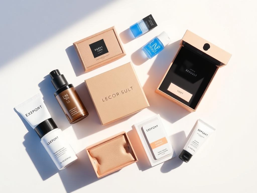Minimal beauty product packaging arranged for an e-commerce campaign shoot