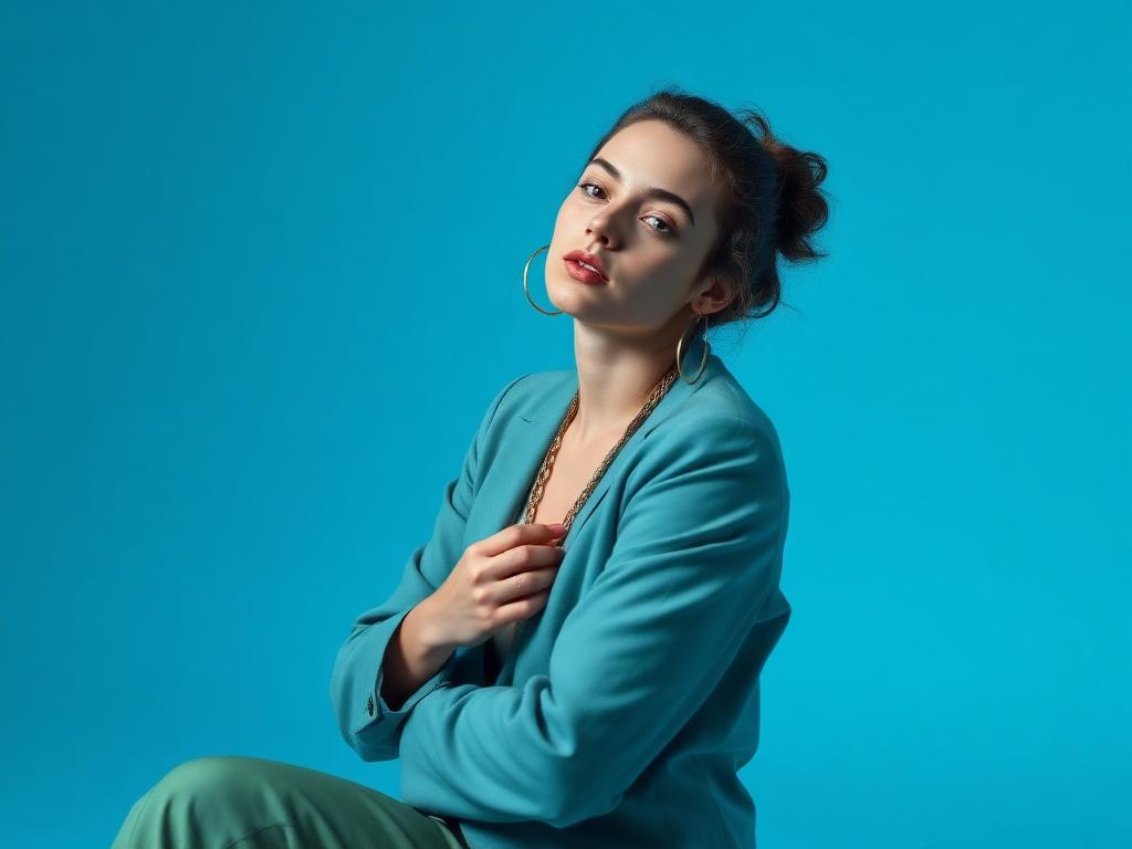 Studio portrait of a model in editorial styling for a lifestyle brand campaign